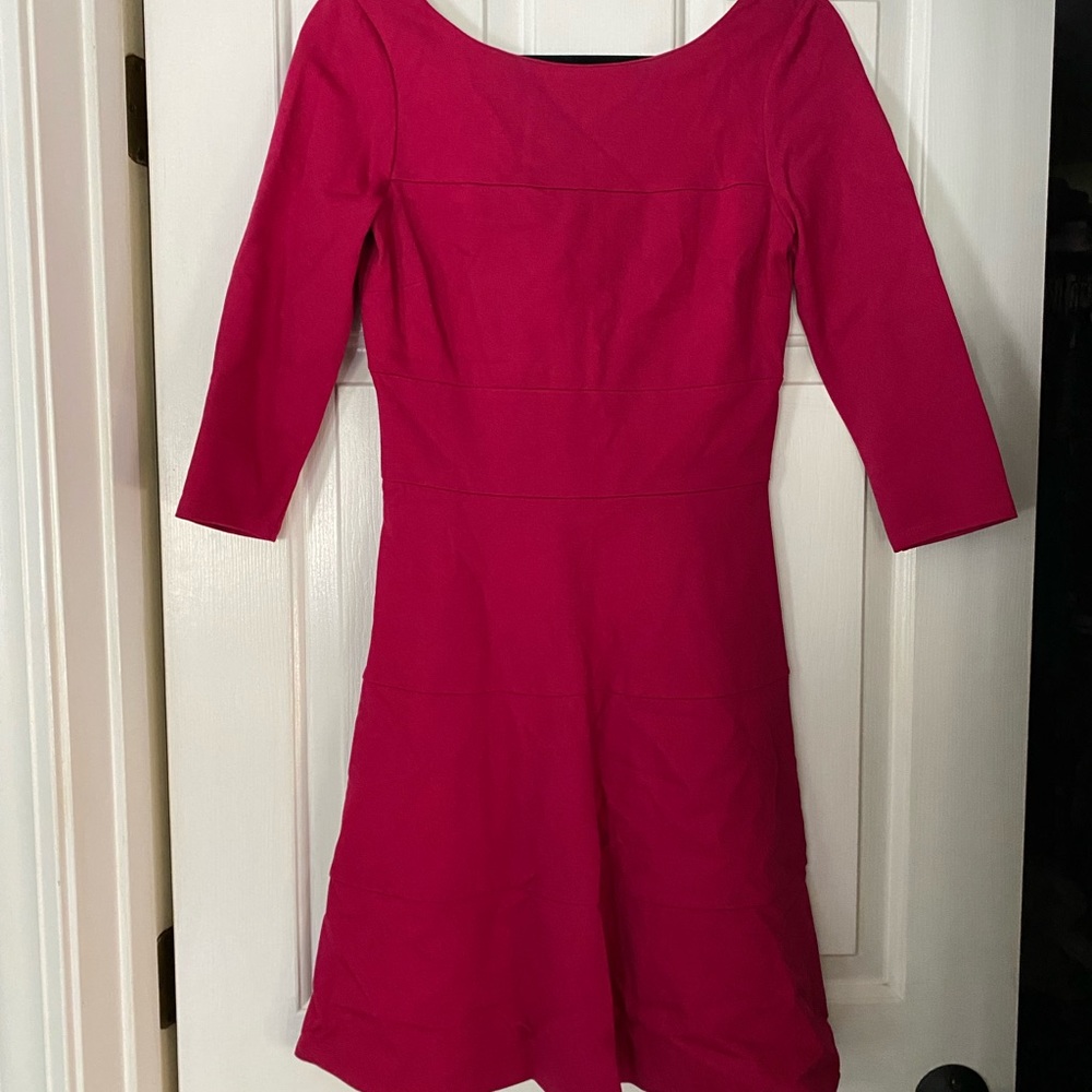 Raspberry 3/4 sleeve fit and flare dress
